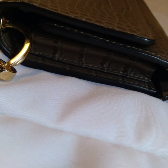 Henri Bendel Brown Croc-Embossed Clutch